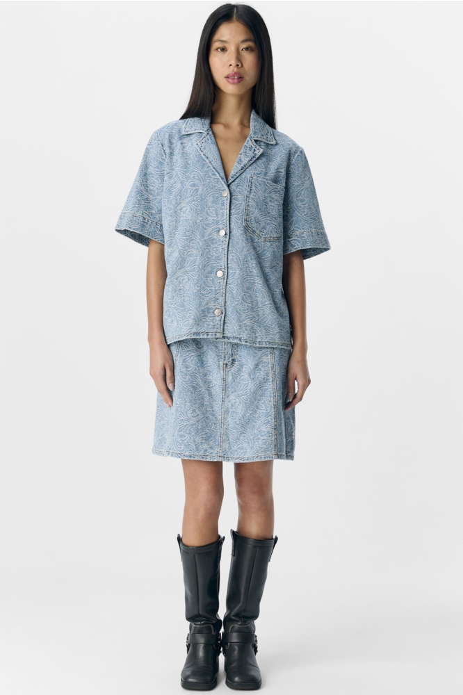 OBJMIRWA RE S/S DNM SHIRT 138 23046421 LIGHT BLUE DENIM